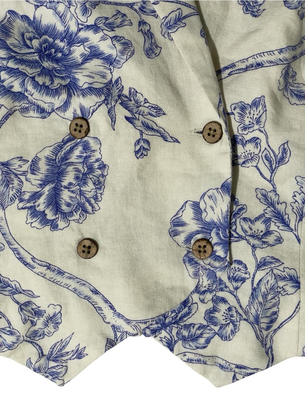 MANGO Floral Toile de Jouy Blue & Ivory Halter Tailored Waistcoat Vest XS - Picture 5 of 12